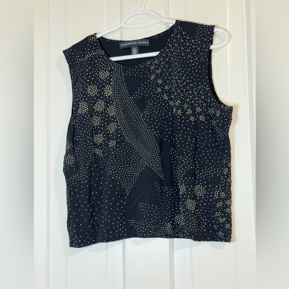 Josephine Chaus womens size XL shirt Black and‎ Cream Patterned Blouse